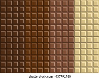 Dark and white chocolate bar background texture, Vector illustration.