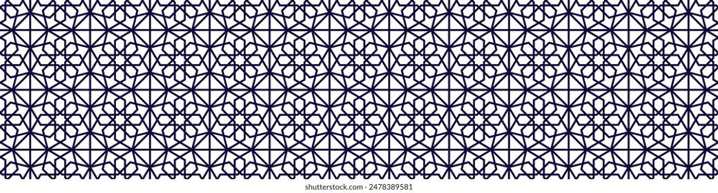 Dark and white eastern seamless pattern. Islamic repeated backdrop. Asian geometric template background. Arabic ornamental design. Tile texture. Endless arab symbols vector illustration