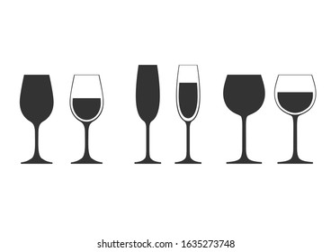 dark wine glass on white background