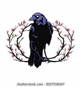 dark wing raven vector illustration
