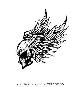 Dark wing skull logo template.