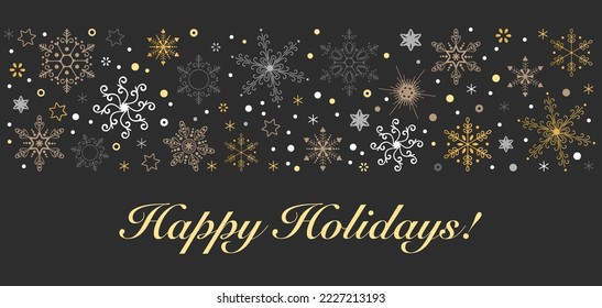 Dark winter background. Place for your congratulation text. Christmas decorative elements.
