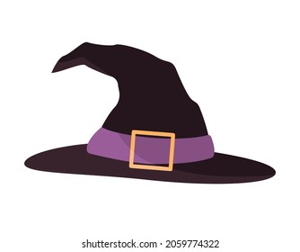 Dark witch's hat. Vector illustration in flat style.