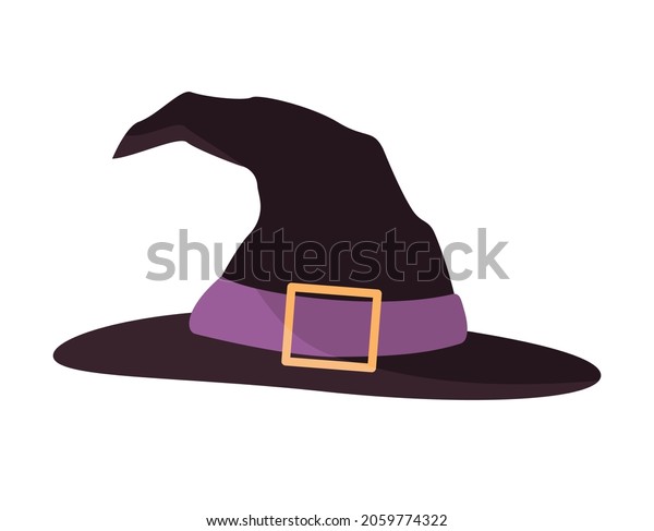 Dark\
witch\'s hat. Vector illustration in flat\
style.