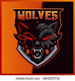 Dark Wold esport and sport mascot logo design with modern illustration concept style for team, badge, emblem and patch. Gaming Logo Template on Isolated Background. Vector illustration