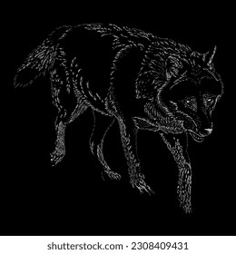 dark wolf hand drawing vector isolated on white background.