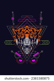 dark wolf head with sacred geometry. eps10 vector