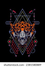 dark wolf head with sacred geometry. eps10 vector