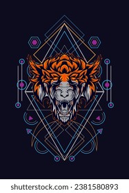 dark wolf head with sacred geometry. eps10 vector