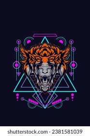 dark wolf head with sacred geometry. eps10 vector