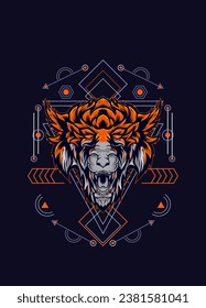 dark wolf head with sacred geometry. eps10 vector