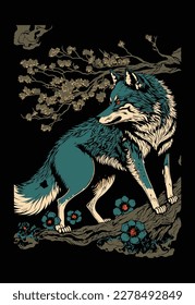 Dark Wolf Japanese Vector Artwork