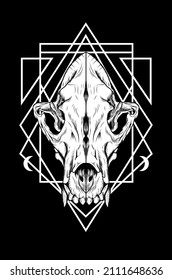 The dark wolf skull for streetwear design