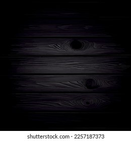 Dark wood texture with knots, board background - Vector illustration