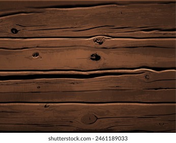 Dark wooden background with pronounced texture. Highly realistic illustration.
