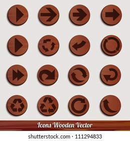 dark wooden icon set with different signs