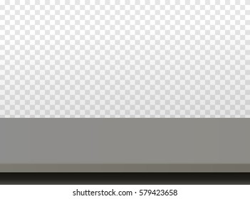 Dark wooden or plastic black tabletop. Vector table top isolated on transparent background.