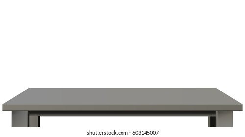 Dark wooden or plastic black tabletop. Vector dark table top isolated on white background.