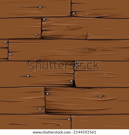 Dark Wooden Texture Seamless Pattern Vector Illustration in Cartoon Style