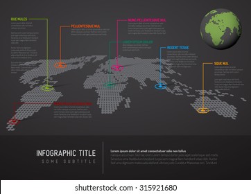 Mapa do Mundo Negro com marcas de ponteiro - conceito de comunicação