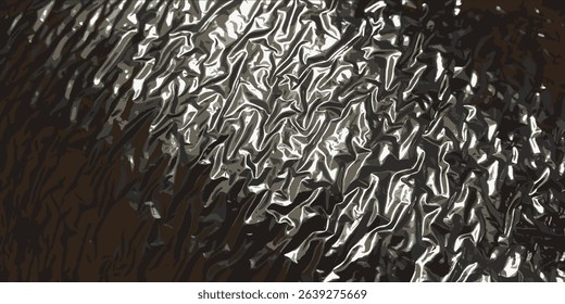 Dark wrinkled foil. Foil texture. Vector illustration