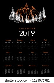 Dark year 2019 calendar 