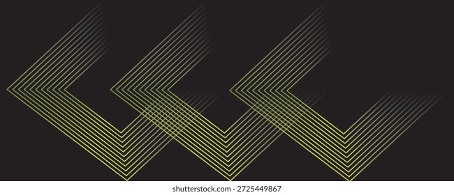 Fondo abstracto amarillo oscuro con líneas geométricas brillantes. Modelo azul brillante moderno de las líneas cuadradas redondeadas. Elegante Diseño gráfico. Concepto de tecnología futurista.