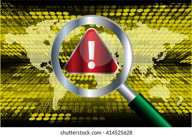 dark yellow Abstract digital conceptual technology security background with lock. Magnifier. Magnifying Glass. world map. vector