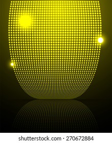 Dark yellow Abstract light lamps background for Technology computer graphic website internet and business.. Screen on stage. Vector illustration. Spot Effect. neon. point. dot