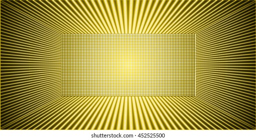 Dark yellow Abstract light lamps background for Technology computer graphic website internet and business.. Screen on stage. Vector illustration.Spot Effect. neon. point, platform, Spotlights