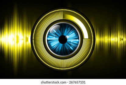dark yellow abstract Light Technology background for computer graphic website internet. vector illustration. digital. blue eye. black background. sound wave.