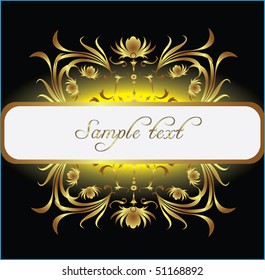 dark yellow background with a gold pattern.Vector