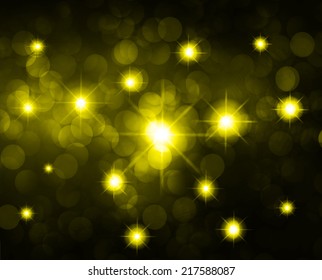 dark yellow blue Defocused Light, Flickering Lights, Vector abstract festive background with bokeh defocused lights. Universe, galaxies, stars.