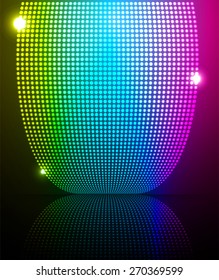 Dark yellow blue pink Abstract light lamps background for Technology computer graphic website internet and business.. Screen on stage. Vector illustration. Spot Effect. neon. point. dot
