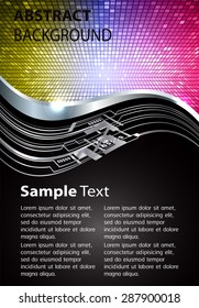 dark yellow blue pink silver Light Abstract Technology background for computer graphic website internet. text box. Brochure. card. wave. label. banner. curve. pixel.