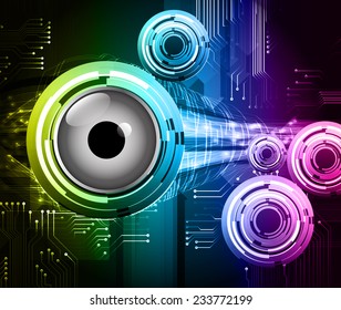 Dark yellow blue purple Light Abstract Technology background for computer graphic website internet. circuit. eyes.