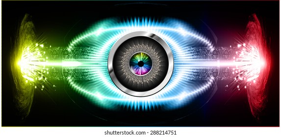 Dark yellow blue red silver Abstract light lamps background for Technology computer graphic website internet business. Vector illustration.Spot Effect. neon, Spotlights. eye. eyeball. bright. grow
