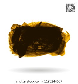 Dark yellow brush stroke and texture. Grunge vector abstract hand - painted element. Underline and border design.