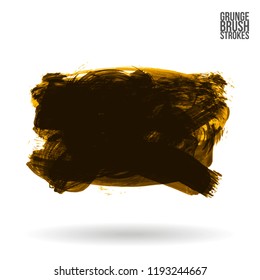 Dark yellow brush stroke and texture. Grunge vector abstract hand - painted element. Underline and border design.