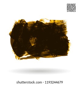 Dark yellow brush stroke and texture. Grunge vector abstract hand - painted element. Underline and border design.