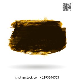 Dark yellow brush stroke and texture. Grunge vector abstract hand - painted element. Underline and border design.
