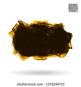 Dark yellow brush stroke and texture. Grunge vector abstract hand - painted element. Underline and border design.