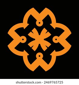 dark yellow ceramic or tile designs on a black background