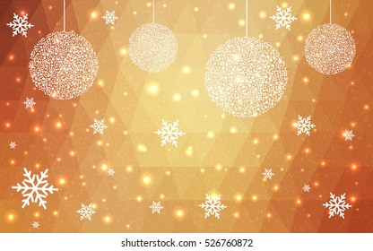 DARK yellow christmas postcard low polygon background. Vector illustration consisting of triangles. Abstract triangular polygonal origami or crystal design of New Year celebration.