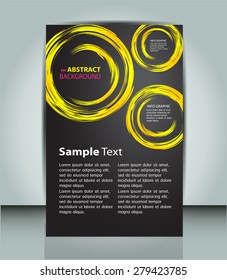 dark yellow circle Light Abstract Technology background for computer graphic website internet and business. vector illustration. text box. Brochure. card. banner flyer magazine. Design label. black