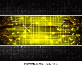 Dark yellow color Light Abstract pixels Technology background for computer graphic website internet. circuit board. text box