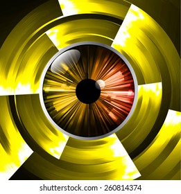 Dark yellow color Light Abstract Technology background for computer graphic website internet. orange eye
