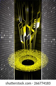 dark yellow color Light Abstract Technology background for computer graphic website internet and business. circuit. Pixels, Mosaic, Table background. black