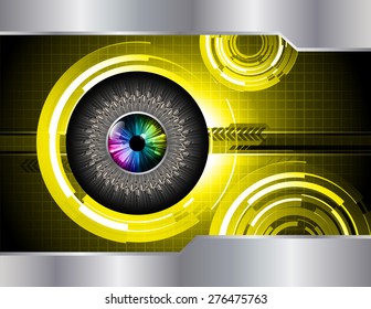 Dark yellow color Light Abstract Technology background for computer graphic website internet. circuit. eye. eyeball. infographics.