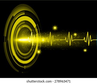 dark yellow color Light Abstract Technology background for computer graphic website internet and business. circuit. vector illustration. infographics. pulse heart glossy web. wave